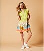 Color:Pistachio/Multi - Image 5 - Mixed Split V-Neck Ruffle Cap Sleeve Tiered Printed Mini Dress