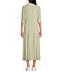 A Loves A Pinstripe Print Button Point Collar 3/4 Blouson Cuff Sleeve Tiered Waistless Midi Shirt Dress, Color:Antique Jade - Image 2