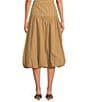 A Loves A Pinstripe Woven Mid Rise Drop Waist A-Line Bubble Hem Coordinating Midi Skirt, Color:Taupe - Image 2