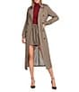 A Loves A Plaid Print Woven Point Collar Long Sleeve Double Breasted Button Front Belted Longline Trench Coordinating Coat, Color:Nutmeg Multi - Image 1