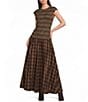 A Loves A Plaid Round Neck Sleeveless Smocked Bodice Drop Waist Maxi Dress - Image 1