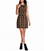 A Loves A Plaid Triple Bow Front Scoop Neck Sleeveless A-Line Mini Dress - Image 1