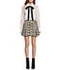 A Loves A Poplin Point Collar Bow Tie Neck Sheer Illusion Lace Long Sleeve Button Front Shirttail Blouse, Color:White - Image 4