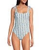 A Loves A Reversible Chevron Flower Bandeau Tie Shoulder One Piece Swimsuit, Color:Chevron Flower - Image 1