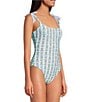 A Loves A Reversible Chevron Flower Bandeau Tie Shoulder One Piece Swimsuit, Color:Chevron Flower - Image 3