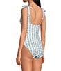 A Loves A Reversible Chevron Flower Bandeau Tie Shoulder One Piece Swimsuit, Color:Chevron Flower - Image 4