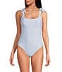 A Loves A Reversible Chevron Flower Bandeau Tie Shoulder One Piece Swimsuit, Color:Chevron Flower - Image 5