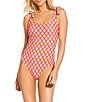A Loves A Reversible Rio Flower Tie Shoulder Scoop Neck One Piece Swimsuit, Color:Rio Flower - Image 1