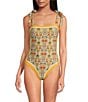 A Loves A Reversible Versailles Floral Bandeau Tie Shoulder One Piece Swimsuit, Color:Versailles Floral - Image 1