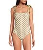 A Loves A Reversible Versailles Floral Bandeau Tie Shoulder One Piece Swimsuit, Color:Versailles Floral - Image 2