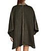 A Loves A Reversible Wool Blend Crew Neck Button Front Long Drape Sleeve Cape Jacket with Scarf, Color:Moss - Image 2