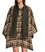 A Loves A Reversible Wool Blend Crew Neck Button Front Long Drape Sleeve Cape Jacket with Scarf, Color:Moss - Image 3