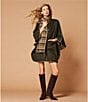 A Loves A Reversible Wool Blend Crew Neck Button Front Long Drape Sleeve Cape Jacket with Scarf, Color:Moss - Image 9