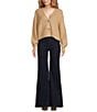 A Loves A Wool Blend Sweater Knit Rhinestone Bow V-Neck Long Sleeve Cardigan, Color:Camel - Image 3