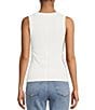 Color:Ivory - Image 2 - Ribbed Knit Scoop Neck Sleeveless Tank