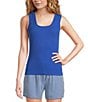 A Loves A Ribbed Knit Scoop Neck Sleeveless Tank, Color:Cobalt Blue - Image 1