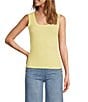 Color:Daffodil - Image 1 - Ribbed Knit Scoop Neck Sleeveless Tank