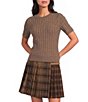 A Loves A Round Neck Short Sleeve Cable Knit Top - Image 1
