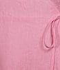 Color:Soft Pink - Image 3 - Short Puffed Sleeve High-Low Ruffled Hem Side Tie Wrap Midi Dress