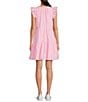 Color:Soft Pink - Image 2 - Split V-Neck Ruffle Cap Sleeve Tiered Poplin Mini Dress