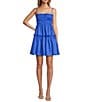 A Loves A Square Neck Sleeveless Spaghetti Strap Smocked Babydoll Mini Dress, Color:Cobalt Blue - Image 1