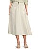 A Loves A Stretch Denim High Rise A-Line Volume Flounce Midi Skirt, Color:White - Image 1