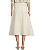 A Loves A Stretch Denim High Rise A-Line Volume Flounce Midi Skirt, Color:White - Image 2