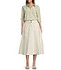 A Loves A Stretch Denim High Rise A-Line Volume Flounce Midi Skirt, Color:White - Image 3