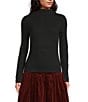 A Loves A Stretch Knit Turtleneck Long Sleeve Tee, Color:Black - Image 4