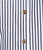 A Loves A Striped Collared Button Front Short Puff Sleeve Cropped Coordinating Shirt - Image 4