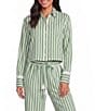 A Loves A Striped Collared Long Sleeve Button Front Woven Coordinating Shirt - Image 1