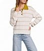 A Loves A Striped Collared Long Sleeve Polo Sweater - Image 1