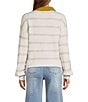 A Loves A Striped Collared Long Sleeve Polo Sweater - Image 2
