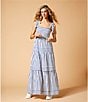 A Loves A Stripe Print Square Neck Tie Strap Tiered A-Line Flounce Maxi Dress, Color:Blue/White - Image 4