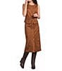 A Loves A Suede Button Front Coordinating Midi Skirt - Image 4