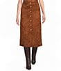 A Loves A Suede Button Front Coordinating Midi Skirt - Image 1