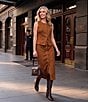 A Loves A Suede Button Front Coordinating Midi Skirt - Image 5