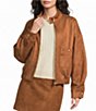 A Loves A Suede Mock Neck Long Sleeve Bomber Jacket - Image 1