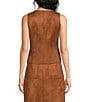 A Loves A Suede Round Neck Sleeveless Button Front Coordinating Vest Top - Image 2