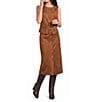 A Loves A Suede Round Neck Sleeveless Button Front Coordinating Vest Top - Image 3