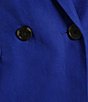 Color:Indigo - Image 5 - Twill Double Breasted Notch Lapel Long Sleeve Blazer