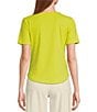 Color:Pistachio - Image 2 - V-Neck Short Sleeve Shirttail Hem Knit Shirt