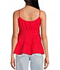 Color:Bright Red - Image 2 - V-Neck Sleeveless Tiered Poplin Cami Top