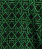 Color:Dark Emerald - Image 4 - Voile Lattice Print Mock Neck Tie Detail Long Sleeve Blouse
