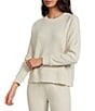 A Loves A Waffle Knit Crew Neck Dropped Long Sleeve Coordinating Pullover, Color:Ivory - Image 1