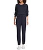 A Loves A Waffle Knit High Rise Full Length Coordinating Jogger Sweatpants, Color:Indigo - Image 3