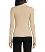 A Loves A Wool Blend Ribbed Knit Crew Neck Long Sleeve Fitted Tee Shirt, Color:Ecru - Image 2
