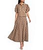 A Loves A Woven Checker Gingham Print Collared Neck Short Bubble Sleeve Button Front Coordinating Shirt - Image 4