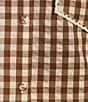 A Loves A Woven Checker Gingham Print Collared Neck Short Bubble Sleeve Button Front Coordinating Shirt - Image 5