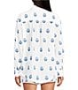 A Loves A Woven Floral Embroidered Point Collar Button Front Long Sleeve Coordinating Shirt, Color:White/Blue - Image 3